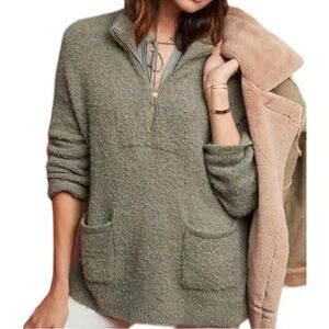 SLEEPING ON SNOW BY ANTHROPOLOGIE | Wool Blend Fuzzy Quarter Zip Pullover Size S